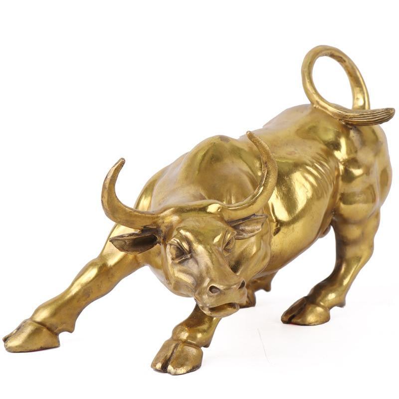 Estatueta Bull Wall Street de Cobre Maciço Banhado a Bronze - Inovallar