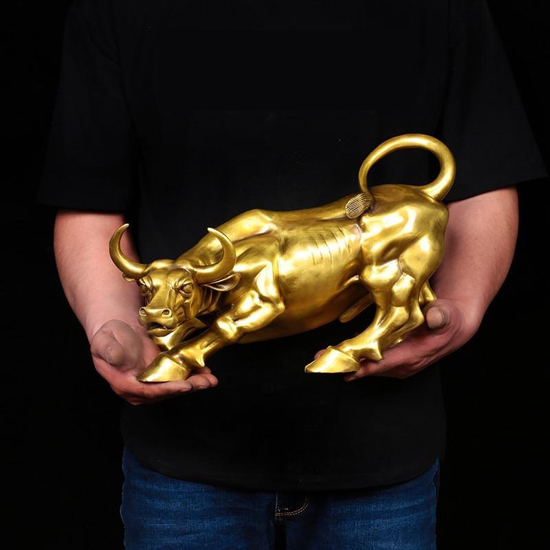 Estatueta Bull Wall Street de Cobre Maciço Banhado a Bronze - Inovallar