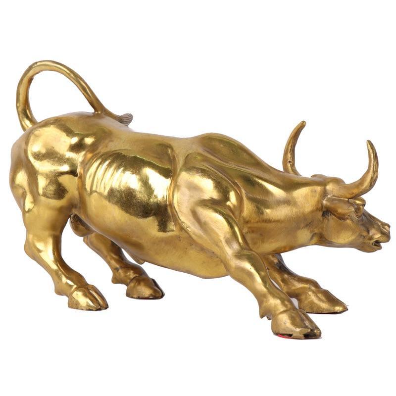 Estatueta Bull Wall Street de Cobre Maciço Banhado a Bronze - Inovallar