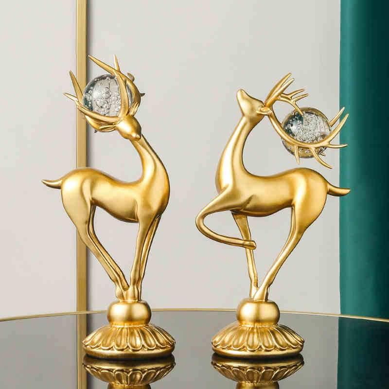 Estatueta de Animal Veado Dourada Artezanal - Inovallar