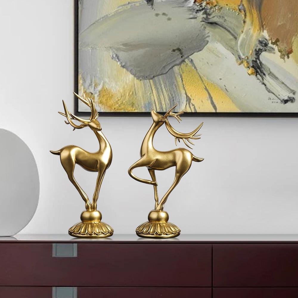 Estatueta de Animal Veado Dourada Artezanal - Inovallar