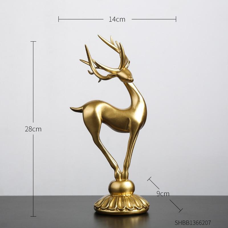 Estatueta de Animal Veado Dourada Artezanal - Inovallar